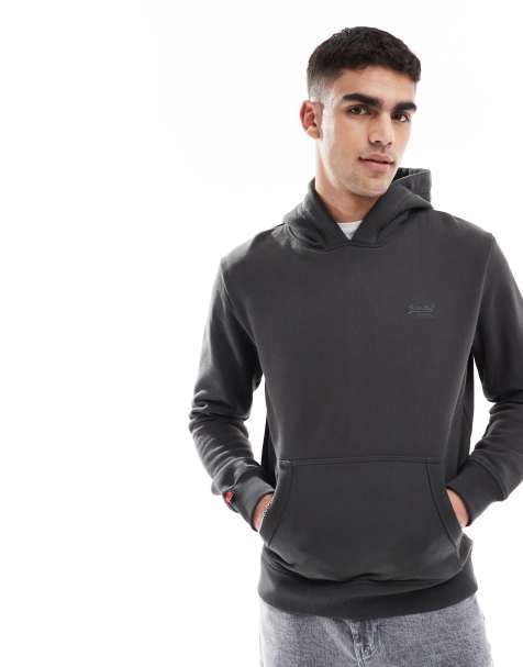 Superdry – Essential – Kapuzenpullover in Vintage-Schwarz mit Logo - view 1