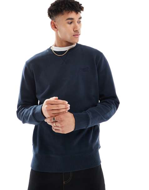 Superdry Essential logo crew sweatshirt in eclipse navy - view 1