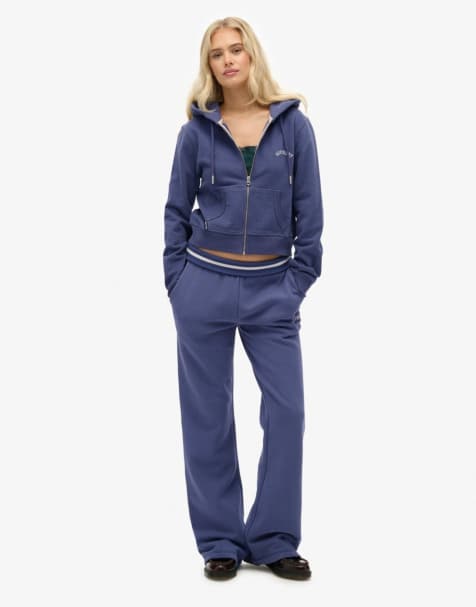 Superdry Essential logo cropped zip hoodie in mariner navy - view 1