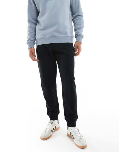 Superdry Essential logo half brushed joggers in black
