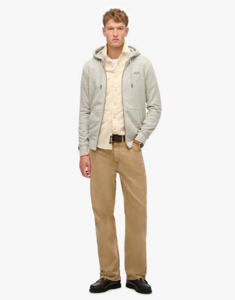 Superdry Essential logo half brushed zip hoodie in varsity grey gindle - view 1