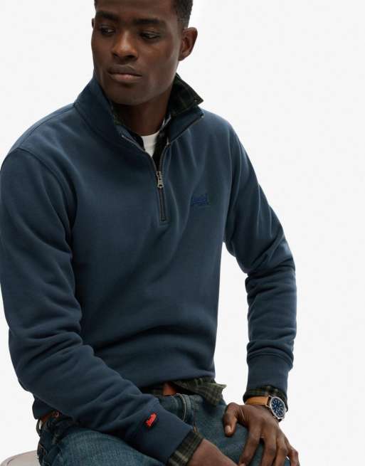 Superdry Essential logo half zip in lauren navy