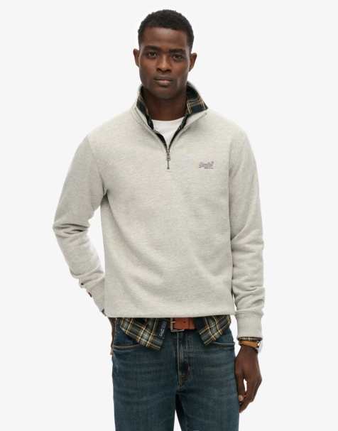 Superdry Essential logo half zip in varsity grey gindle - view 1