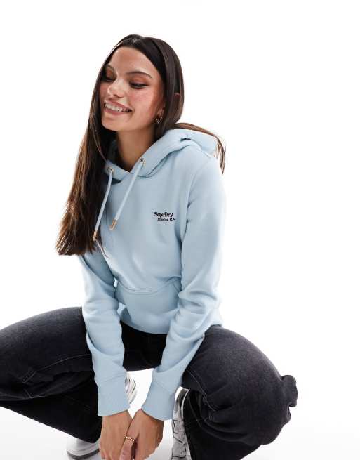 Superdry essential logo hoodie in light blue