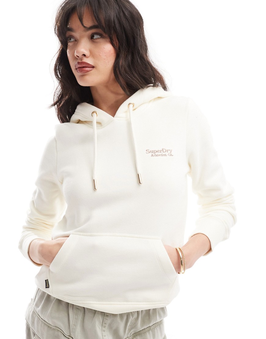 Superdry Essential logo hoodie in off white