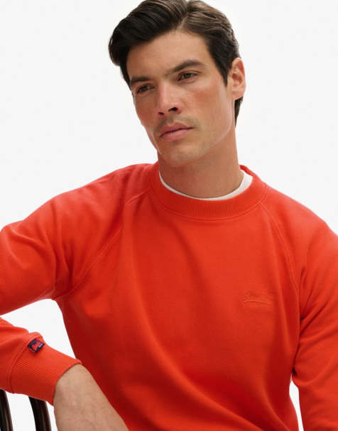 Superdry Essential logo raglan crew sweatshirt in bold orange - view 1