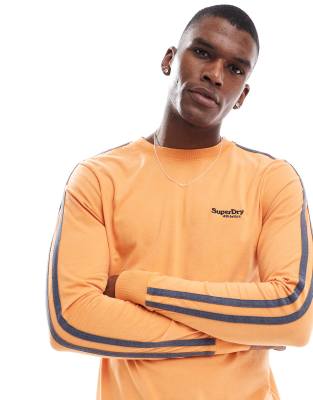 Superdry Essential logo retro long sleeve top in dark spiced orange