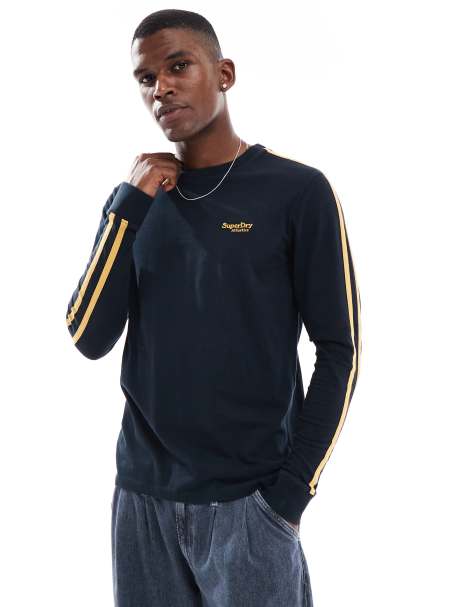 Superdry Essential logo retro long sleeve top in eclipse navy