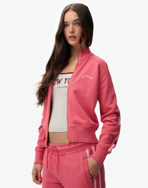 Superdry Essential logo track top in holly berry red - view 1