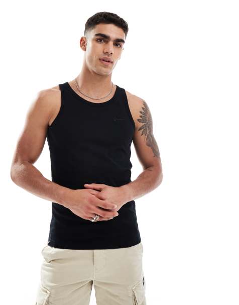 Superdry Essential logo vest top in black - view 1