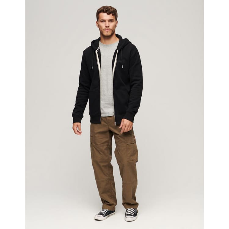 Superdry Essential logo zip hoodie in black ASOS