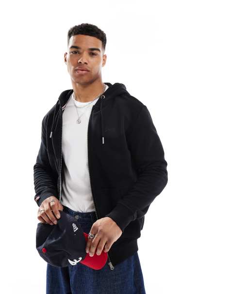 Superdry Essential logo zip hoodie in black - view 1