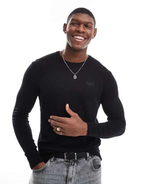 Superdry - Essential - Pull coupe slim col ras de cou - Noir - view 1
