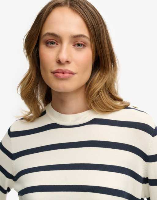 Superdry - Essential - Pull léger à rayures - Crème/bleu marine intense, 4 de 4