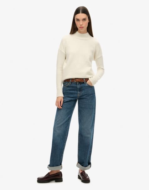 Superdry – Essential – Pullover in Ecru mit Stehkragen - view 1