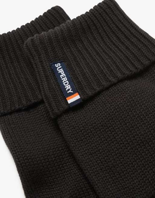 Superdry – Essential – Strickhandschuhe in Schwarz mit Logo, 2 von 4