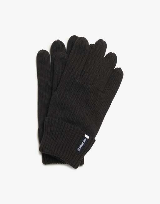 Superdry – Essential – Strickhandschuhe in Schwarz mit Logo, 3 von 4