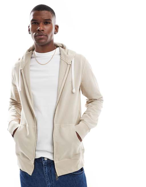 Superdry - Essential - Sweat à capuche classique avec fermeture éclair - Beige clair