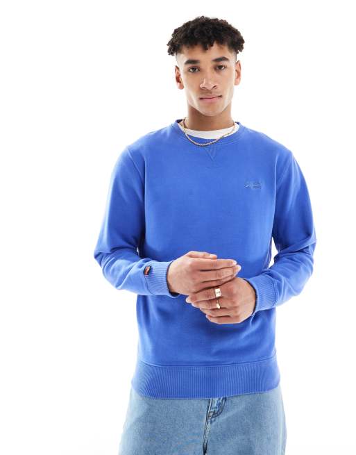 Superdry - Essential - Sweat ras de cou à logo - Bleu chambray
