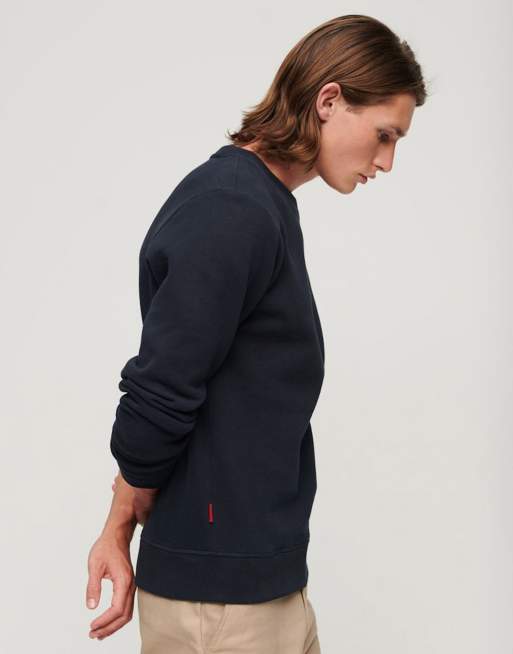Superdry – Essential – Sweatshirt in Eclipse-Marineblau mit Logo und Rundhalsausschnitt