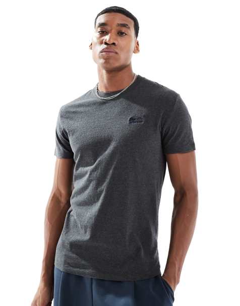 Superdry – Essential – T-Shirt aus Baumwolle in Eclipse Navy/Olive Feeder mit Logo - view 1