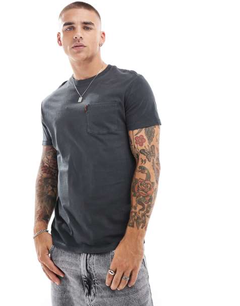 Superdry – Essential – T-Shirt in verwaschenem Schwarz mit Brusttasche - view 1
