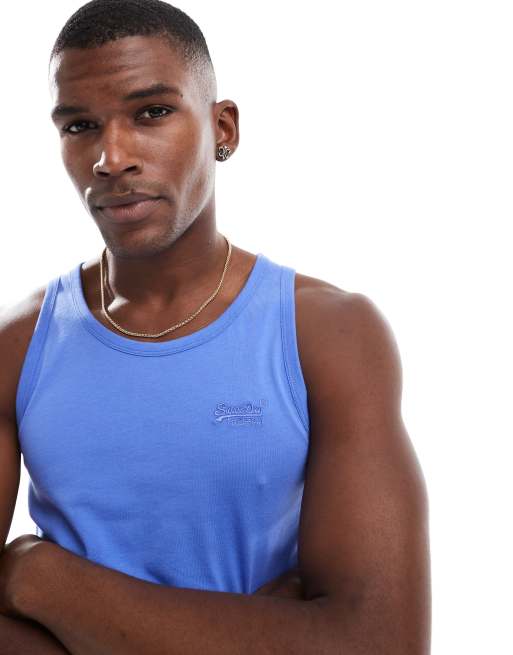 Superdry – Essential – Trägertop in Chambray-Blau mit Logo