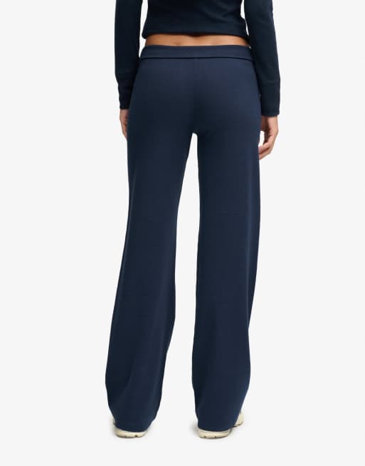 Superdry essentials athlétiques jogger à taille rabattable en bleu marine standard, 4 de 5