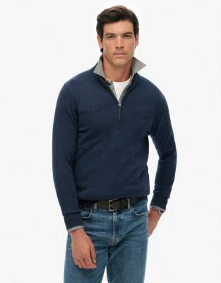 Superdry Blau Pullover Aus Baumwolle Mit Stehkragen Essentials - Bild 3