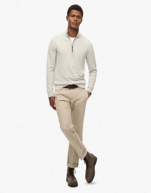 Superdry Essentials cotton half zip jumper in lightning grey marl, 4 of 5
