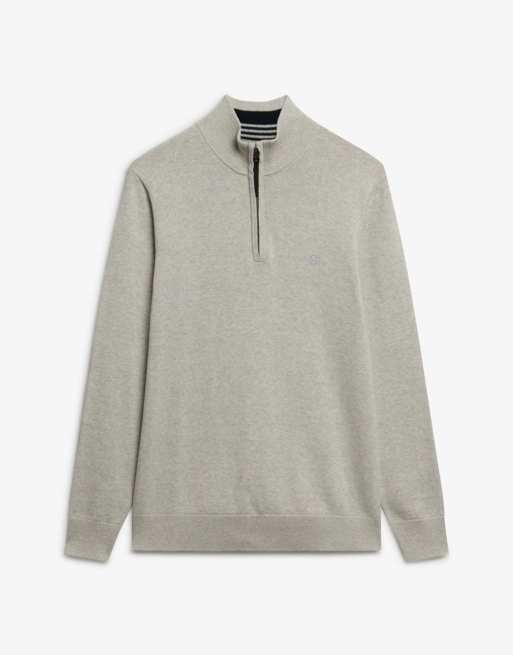 Superdry Essentials cotton half zip jumper in lightning grey marl, 5 of 5