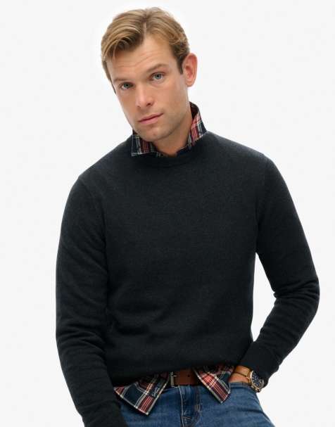 Superdry Essentials cotton jumper in charcoal marl