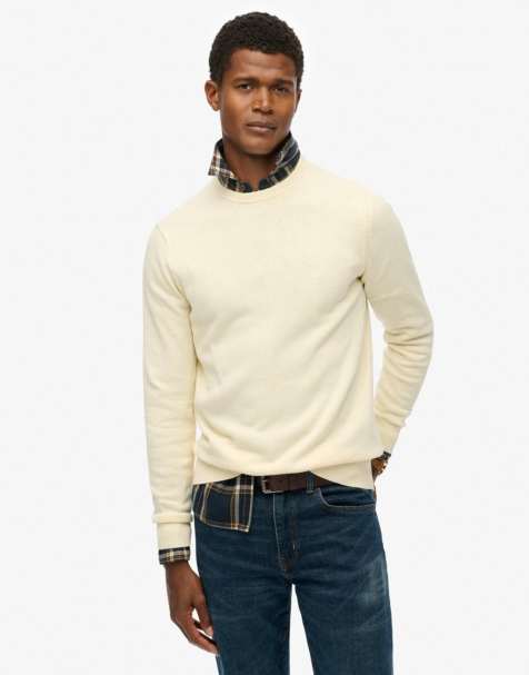 Superdry Essentials cotton jumper in classic cream