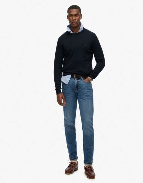 Superdry Essentials cotton jumper in eclipse navy marl - view 1