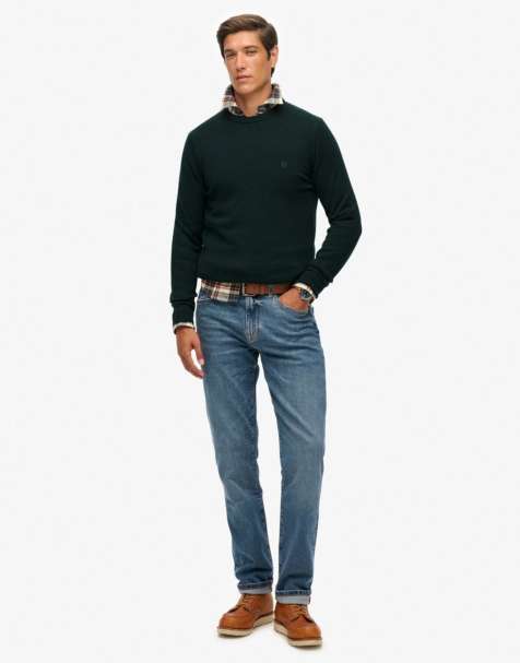 Superdry Essentials cotton jumper in enamel green marl - view 1