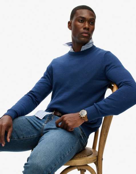 Superdry Essentials cotton jumper in pilot mid blue marl - view 1