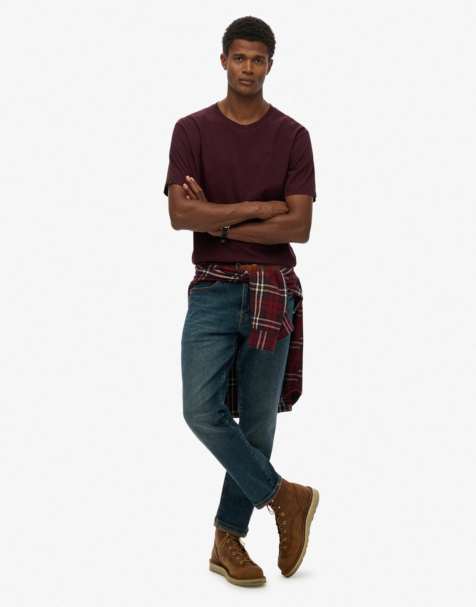 Superdry Essentials relaxed t-shirt in rich deep burgundy - view 1