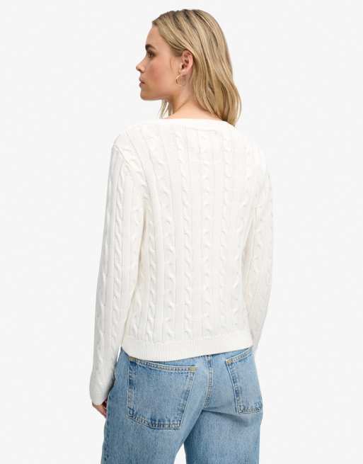 Superdry Essentials sd&co cable knit jumper in ecru, 2 of 4