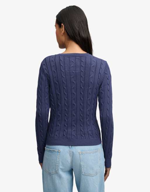 Superdry Essentials sd&co pull en maille torsadée bleu marine, 2 de 6