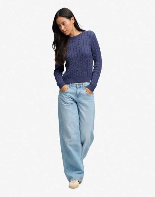 Superdry Essentials sd&co pull en maille torsadée bleu marine, 4 de 6
