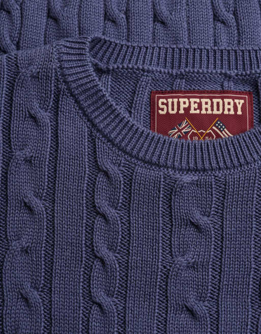 Superdry Essentials sd&co pull en maille torsadée bleu marine, 5 de 6