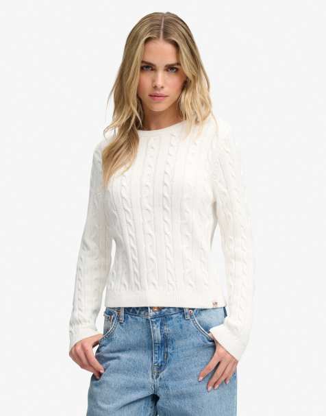 Superdry Essentials sd&co Zopfmuster-Pullover in Ecru - view 1