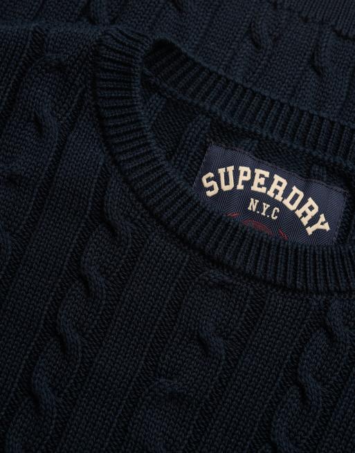 Superdry Essentials sd&co Zopfpullover in Eclipse Navy, 5 von 6
