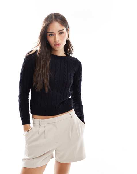 Superdry Essentials slim cable jumper in eclipse navy - view 1