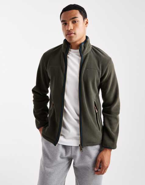 Superdry – Estate – Fleece-Oberteil in Surplus-Goods-Olivgrün mit durchgehendem Reißverschluss - view 1