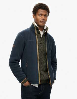 Superdry Estate full zip fleece in eclipse navy