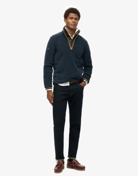 Superdry – Estate – Oberteil aus Fleece in Eclipse-Marineblau mit halblangem Reißverschluss - view 1