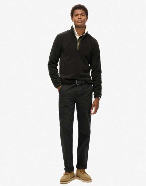 Superdry – Estate – Oberteil aus Fleece in Schwarz mit halblangem Reißverschluss - view 1