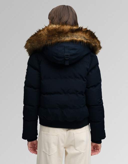 Superdry Everest bomber à capuche en bleu marine eclipse, 5 de 7