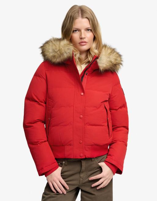 Superdry Everest bomber à capuche rouge universitaire, 5 de 7